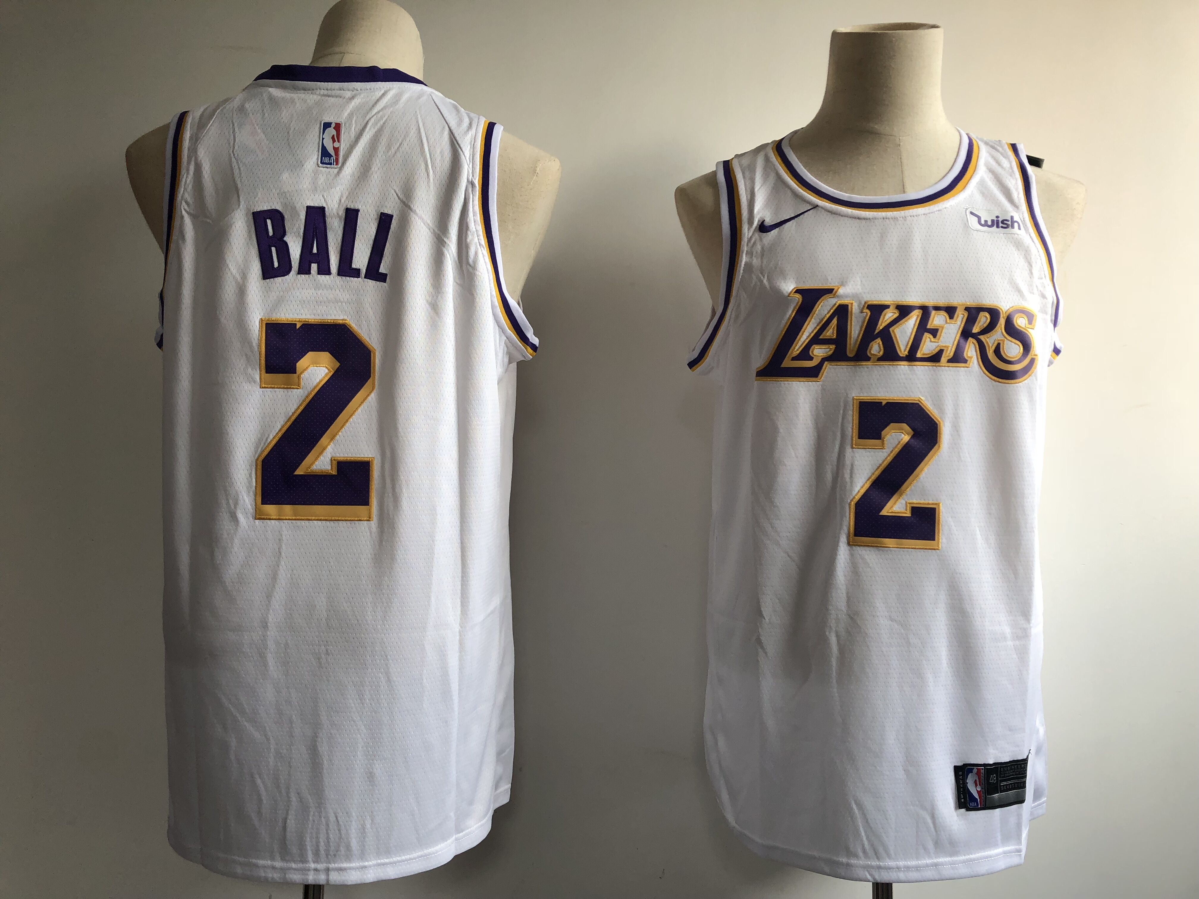 Men Los Angeles Lakers #2 Ball white Nike NBA Jerseys